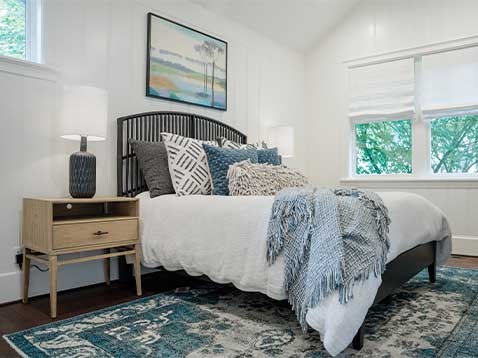 A bright, contemporary bedroom